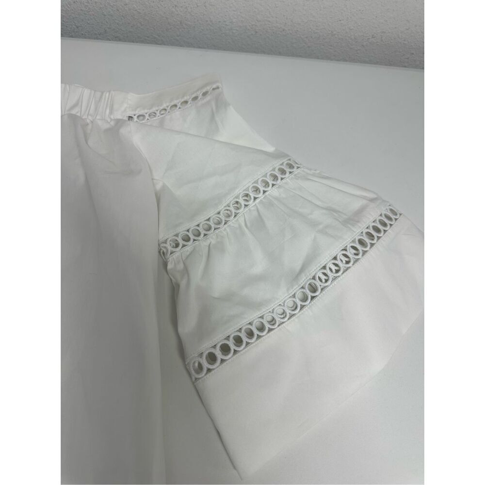 NWT Michael Kors White Eyelet Blouse Medium 3/4 Bell Sleeve 100% Cotton Size L - Picture 11 of 12